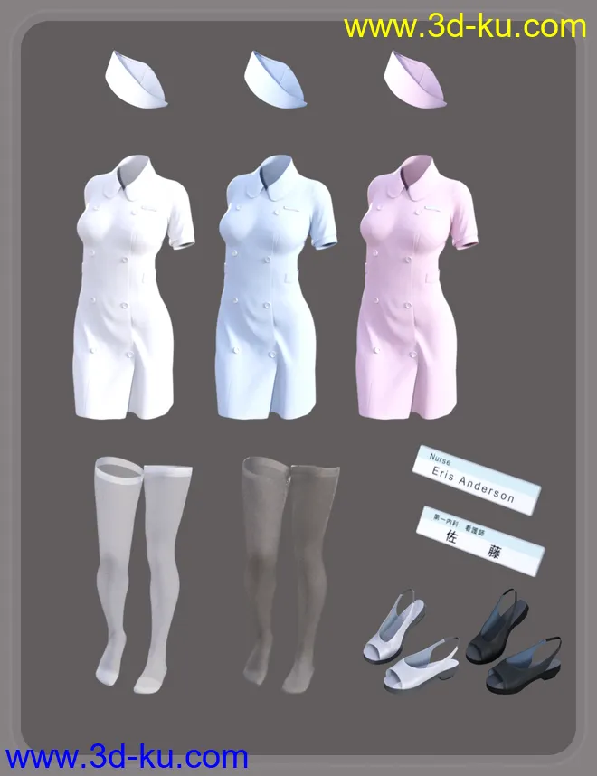 dForce Nurse Uniform for Genesis 8 Female(s)模型的图片1