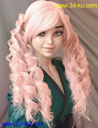 3D打印模型dForce Ophelie Hair for Genesis 3 & 8 Female(s)的图片