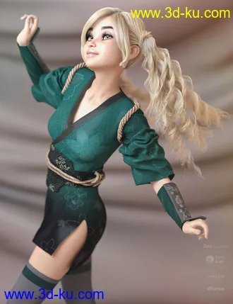 3D打印模型dForce Ophelie Hair for Genesis 3 & 8 Female(s)的图片