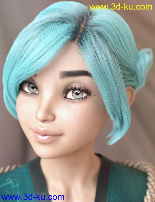 dForce Ophelie Hair for Genesis 3 & 8 Female(s)模型的图片5