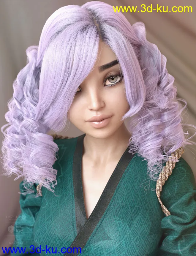dForce Ophelie Hair for Genesis 3 & 8 Female(s)模型的图片6