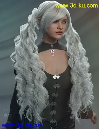 3D打印模型dForce Ophelie Hair for Genesis 3 & 8 Female(s)的图片