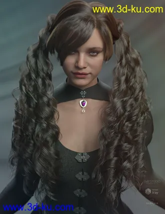 3D打印模型dForce Ophelie Hair for Genesis 3 & 8 Female(s)的图片