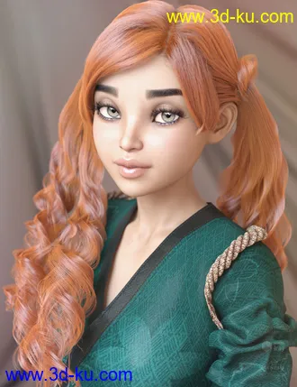 3D打印模型dForce Ophelie Hair for Genesis 3 & 8 Female(s)的图片
