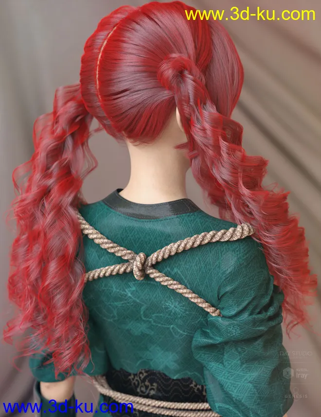 dForce Ophelie Hair for Genesis 3 & 8 Female(s)模型的图片10