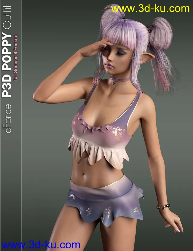dForce P3D Poppy Outfit for Genesis 8 Female(s)模型的图片2