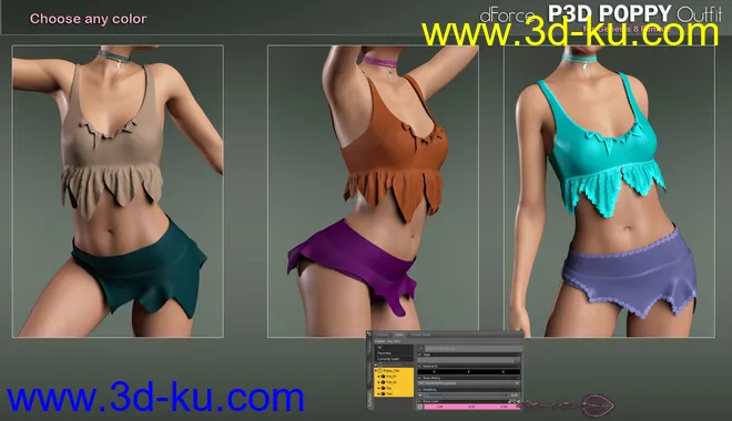 dForce P3D Poppy Outfit for Genesis 8 Female(s)模型的图片4