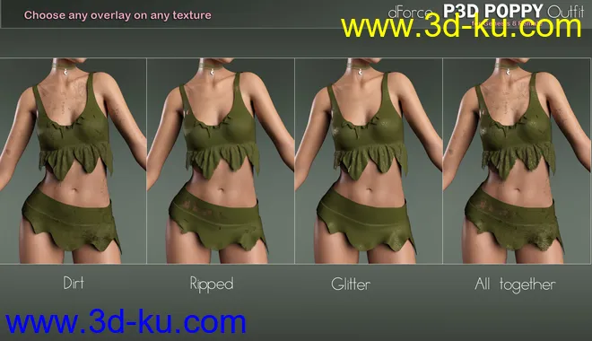 dForce P3D Poppy Outfit for Genesis 8 Female(s)模型的图片5