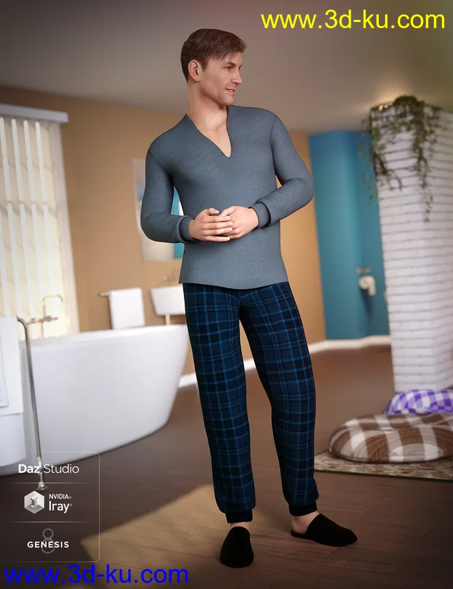dForce Pajamas for Genesis 8 Male(s)模型的图片3