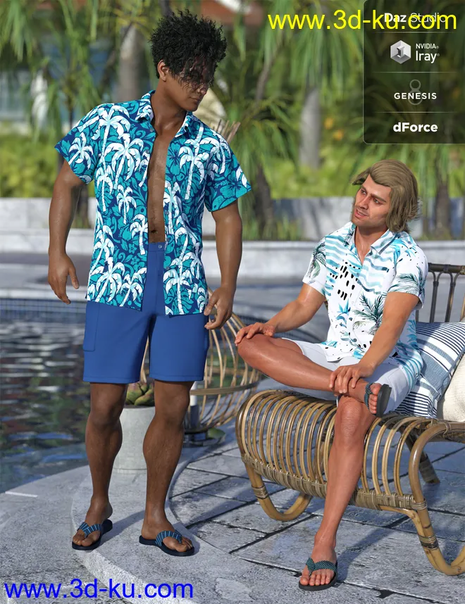 dForce Poolside Oahu Outfit Textures模型的图片1