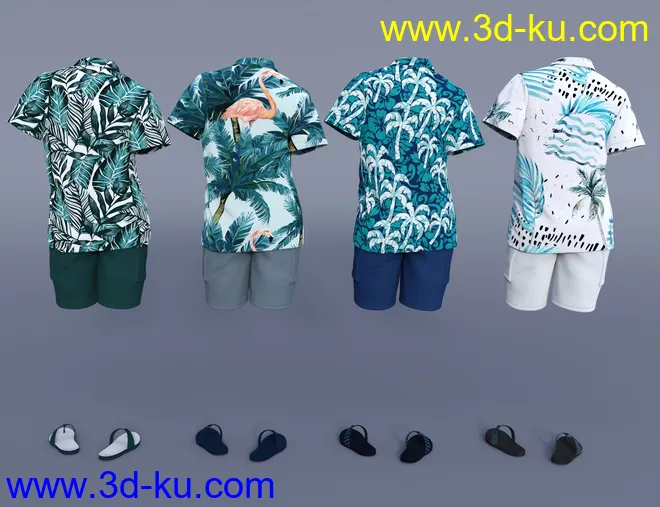 dForce Poolside Oahu Outfit Textures模型的图片2