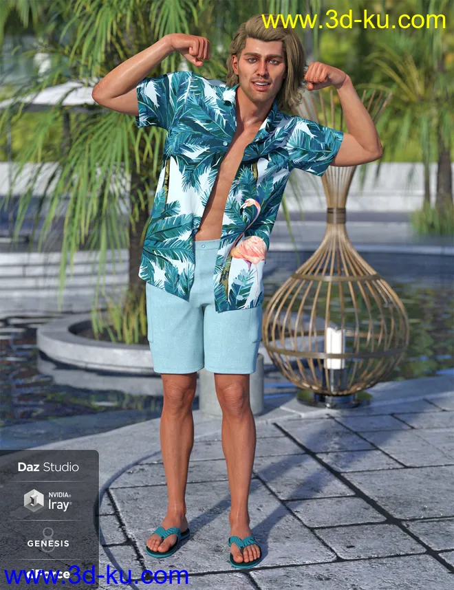 dForce Poolside Oahu Outfit Textures模型的图片6