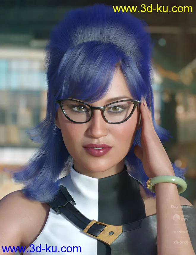 dForce Raquel Hair for Genesis 3 & 8 Female(s)模型的图片3