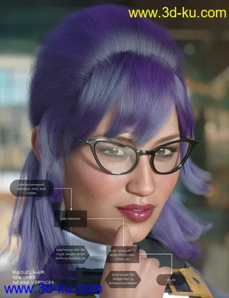 3D打印模型dForce Raquel Hair for Genesis 3 & 8 Female(s)的图片