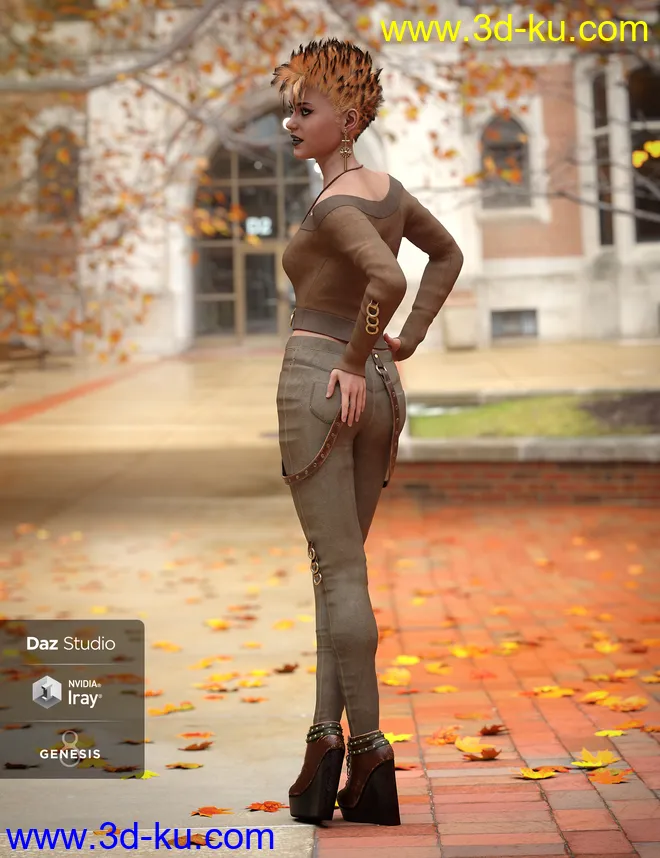 dForce Raven Black Outfit Textures模型的图片3