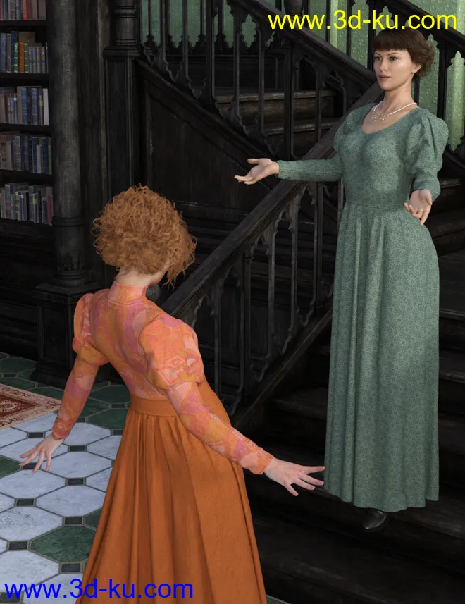 dForce Regal Dress for Genesis 8 Female(s)模型的图片1