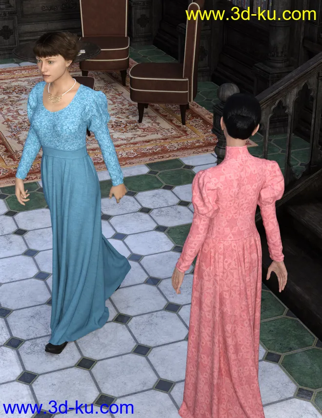 dForce Regal Dress for Genesis 8 Female(s)模型的图片4