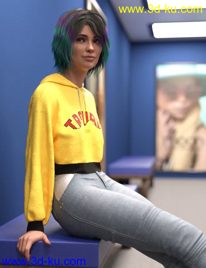 dForce Retro Active Outfit for Genesis 8 Female(s)模型的图片2