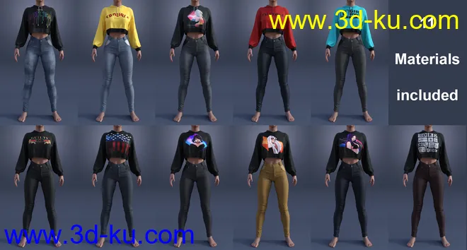 dForce Retro Active Outfit for Genesis 8 Female(s)模型的图片8