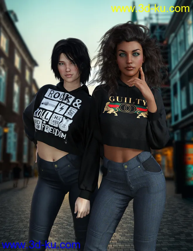 dForce Retro Active Outfit for Genesis 8 Female(s)模型的图片9