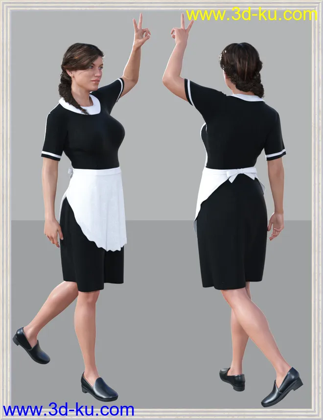dForce Retro Waitress Uniform for Genesis 8 Female(s)模型的图片4