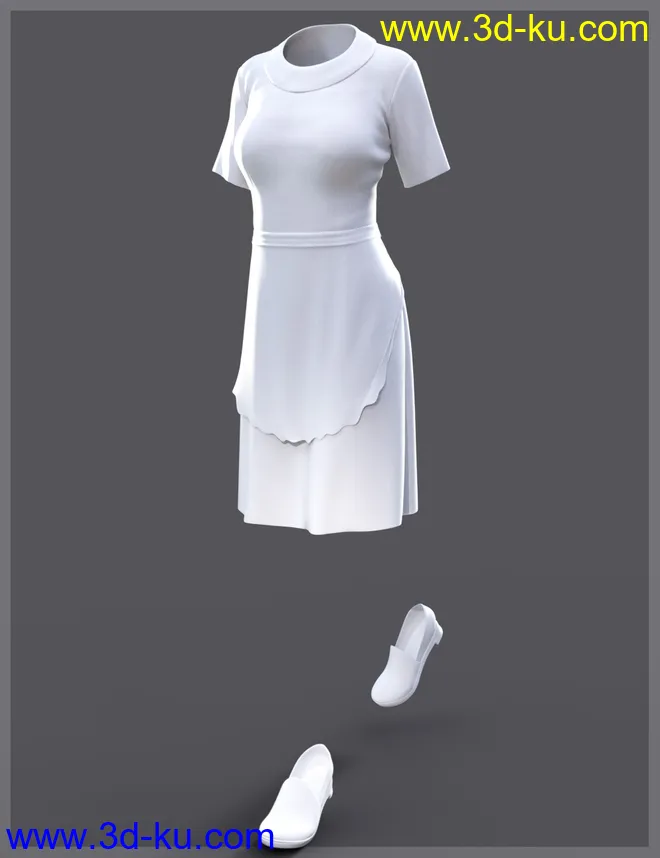 dForce Retro Waitress Uniform for Genesis 8 Female(s)模型的图片6