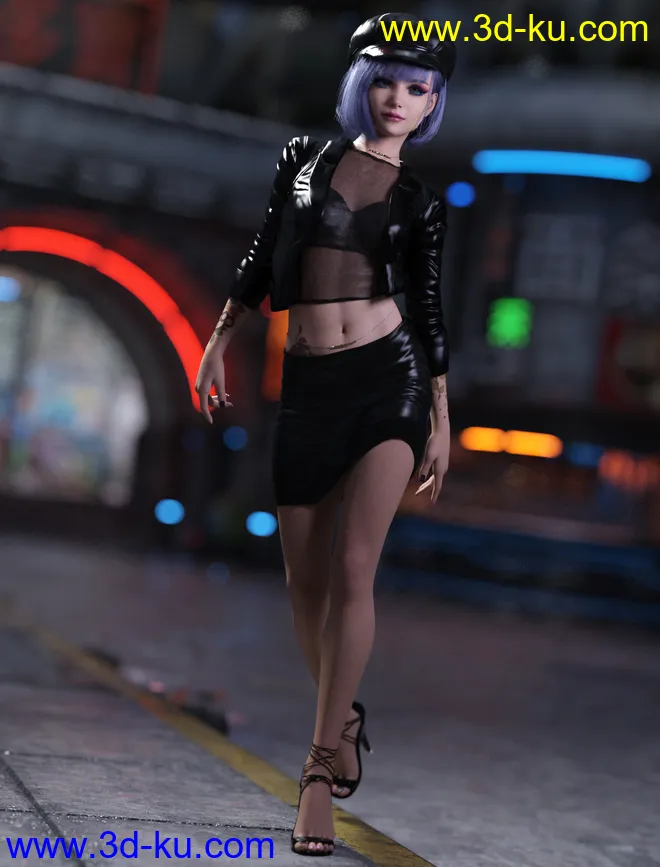 dforce Sassy Vinyl Outfit for Genesis 8 Female(s)模型的图片2