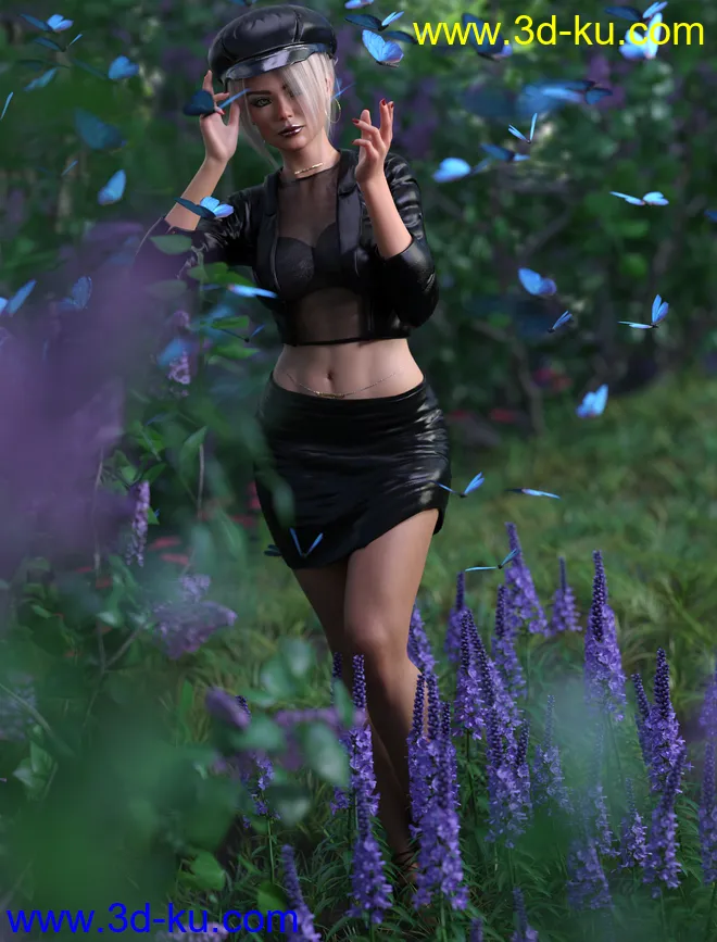 dforce Sassy Vinyl Outfit for Genesis 8 Female(s)模型的图片7