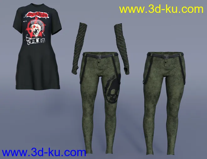 dForce Skate Punk with Skateboard Textures模型的图片4