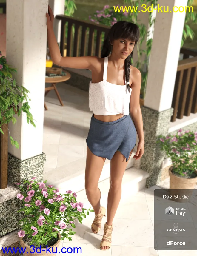 dForce Skort and Top Outfit for Genesis 8 Female(s)模型的图片1