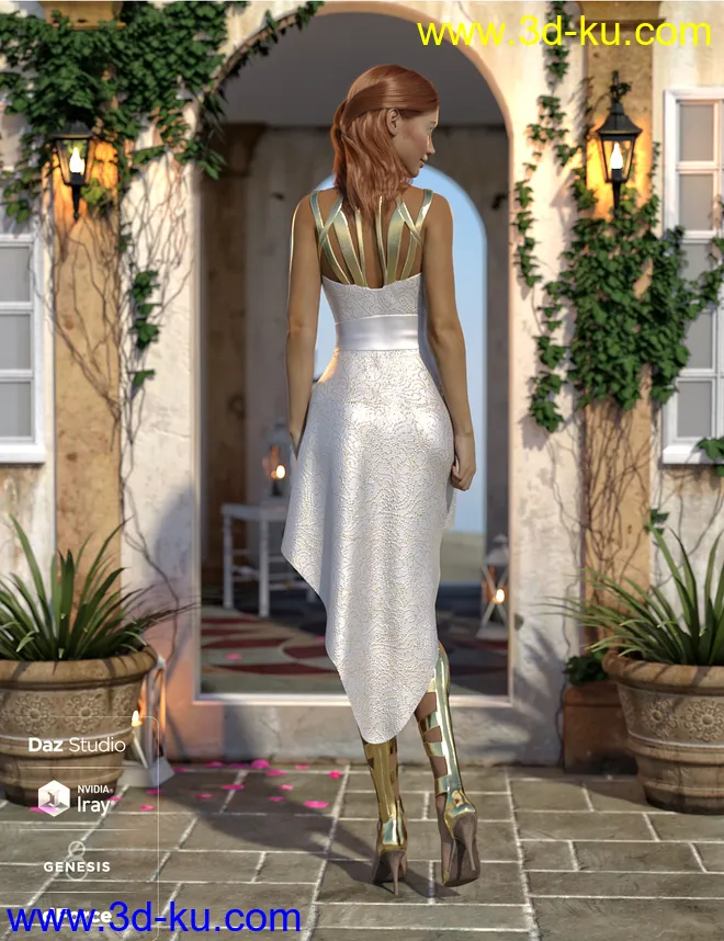 dForce Strappy High Low Outfit for Genesis 8 Female(s)模型的图片3