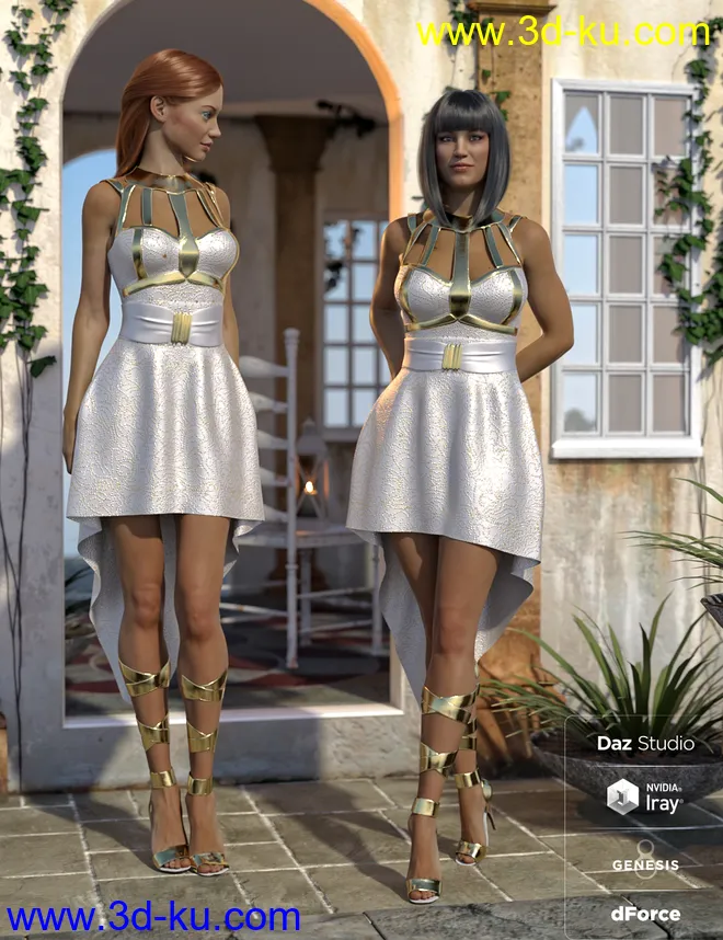dForce Strappy High Low Outfit for Genesis 8 Female(s)模型的图片4