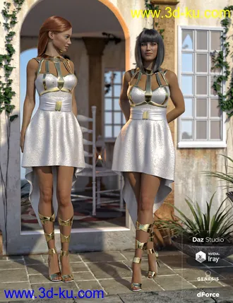 3D打印模型dForce Strappy High Low Outfit for Genesis 8 Female(s)的图片