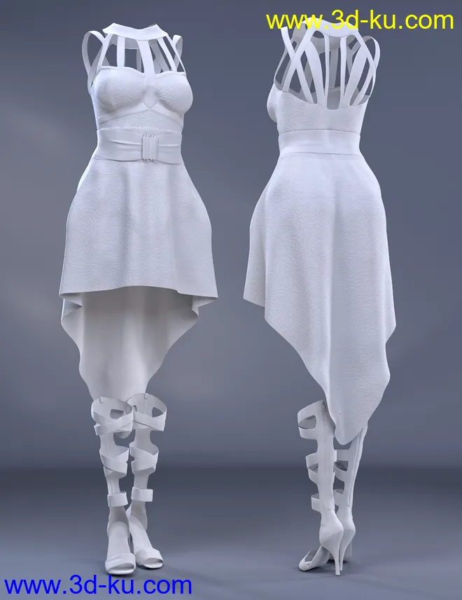 dForce Strappy High Low Outfit for Genesis 8 Female(s)模型的图片5