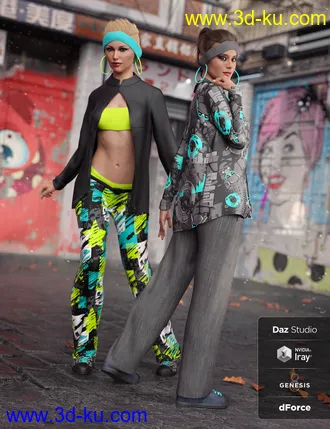 3D打印模型dForce Street Smarts Girl Outfit Textures的图片