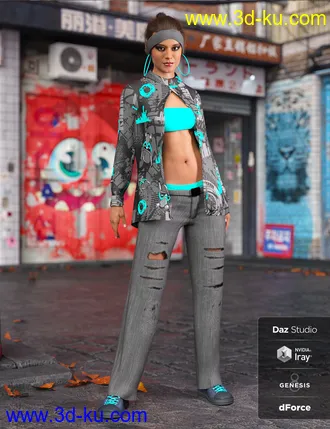 3D打印模型dForce Street Smarts Girl Outfit Textures的图片