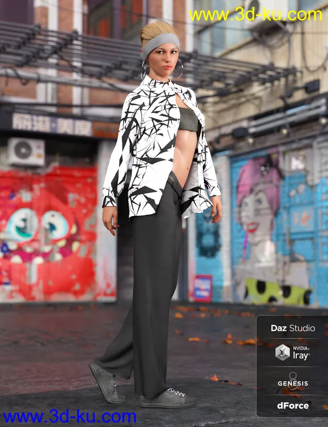 dForce Street Smarts Girl Outfit Textures模型的图片4
