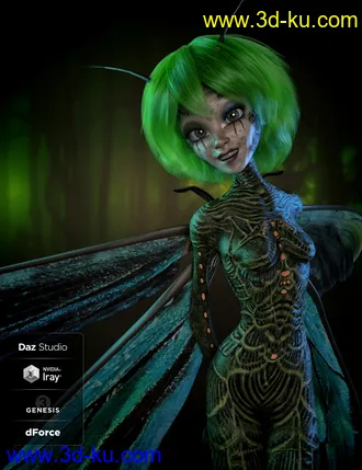 3D打印模型dForce Thistle Hair for Genesis 8 and 3的图片