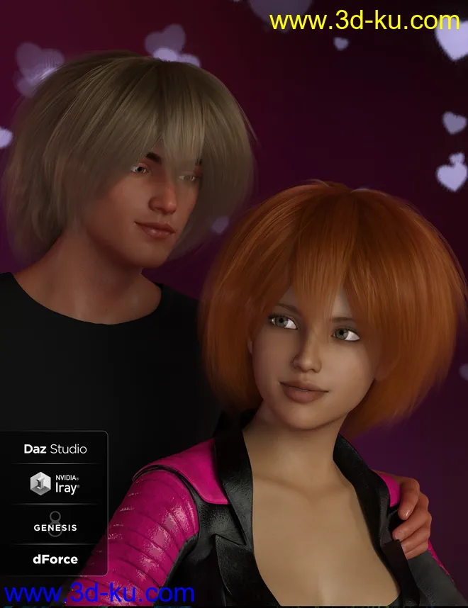dForce Thistle Hair for Genesis 8 and 3模型的图片5