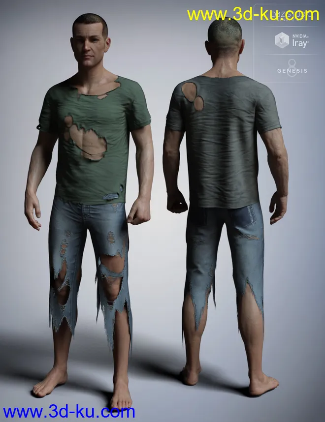 dForce Torn Clothes for Genesis 8 Male(s)模型的图片5