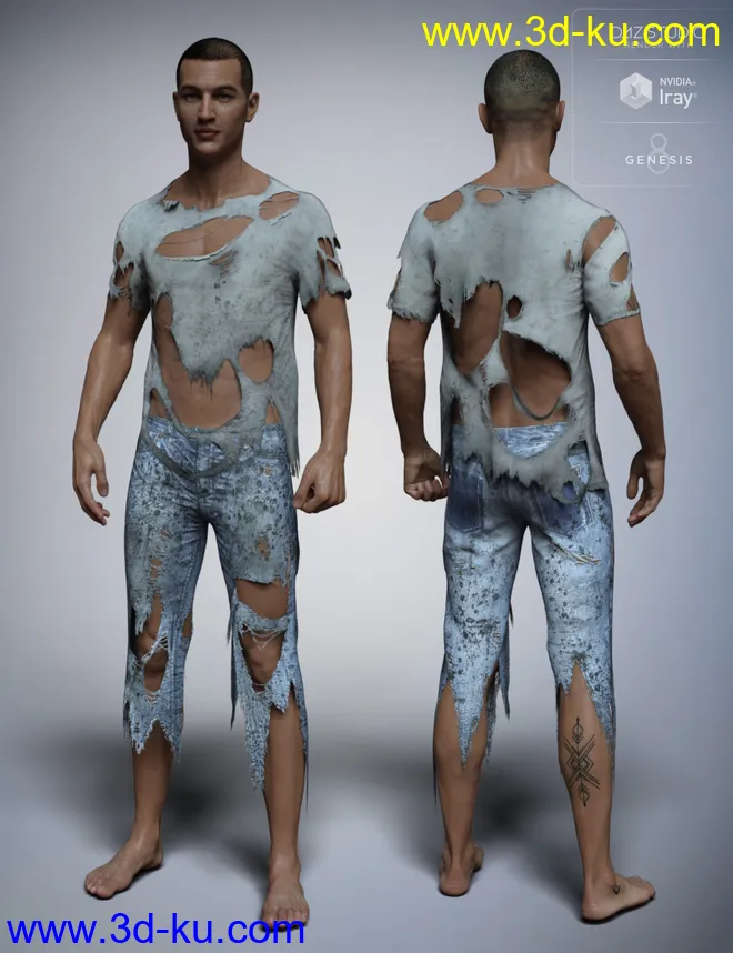 dForce Torn Clothes for Genesis 8 Male(s)模型的图片7