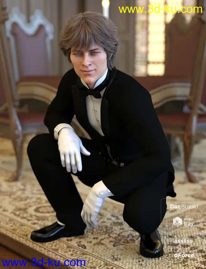 dForce Victorian Butler For Genesis 8 Male(s)模型的图片4
