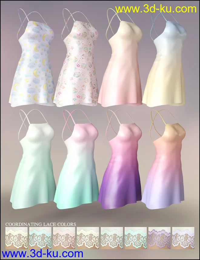 dForce Vivacious Chemise Add-On Textures模型的图片12