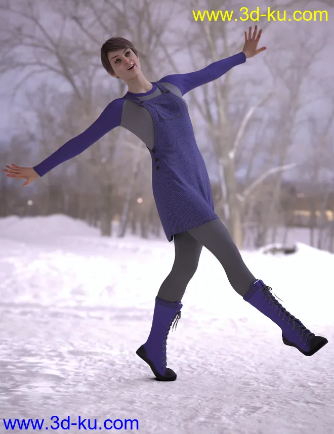 dForce Winterberry Outfit for Genesis 8 Female(s)模型的图片5