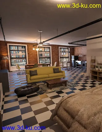 3D打印模型Downtown NY Living Room的图片