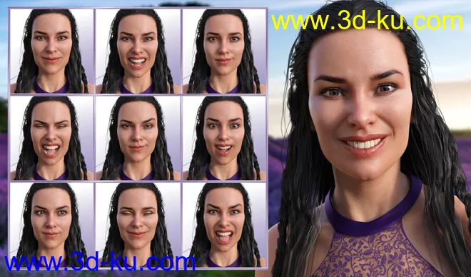 Energetic Life Expressions for Genesis 8 Female and Babina 8模型的图片3