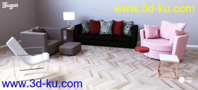 Every Day Furniture Props and Poses for Genesis 8模型的图片3