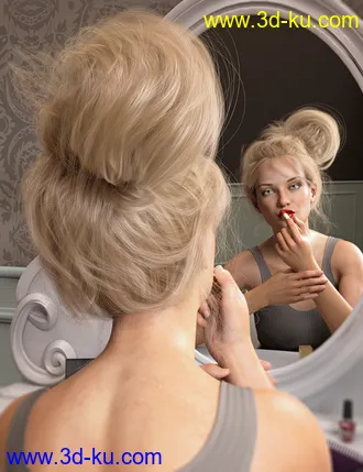 3D打印模型Everyday Updo 2 Hair for Genesis 3 and 8的图片