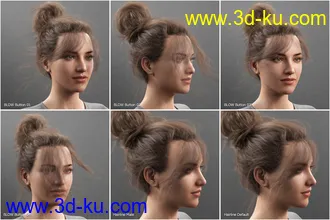 3D打印模型Everyday Updo 2 Hair for Genesis 3 and 8的图片