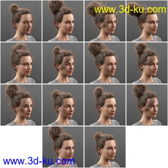 3D打印模型Everyday Updo 2 Hair for Genesis 3 and 8的图片